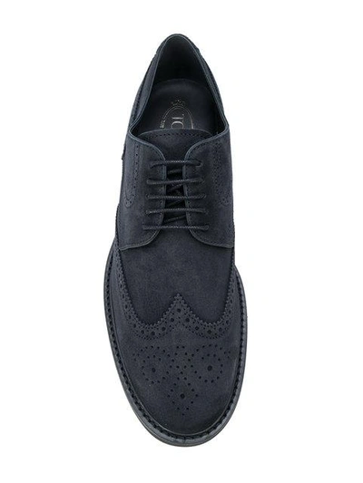 Shop Tod's Punch Detail Brogues - Blue