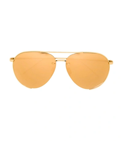 Shop Linda Farrow Gold Aviator Sunglasses