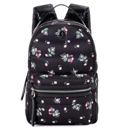 Shop Moncler New Georgette Printed Backpack In Black