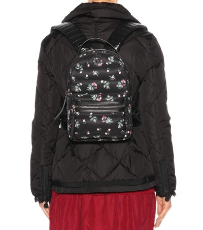Shop Moncler New Georgette Printed Backpack In Black