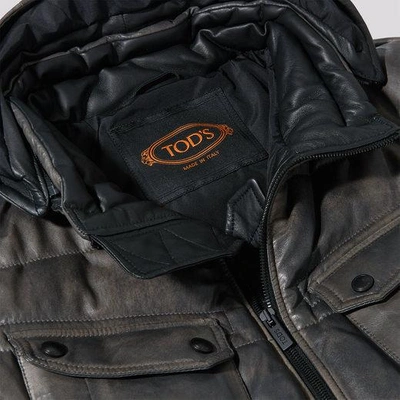 Shop Tod's Pash Down Jacket In Grey/black