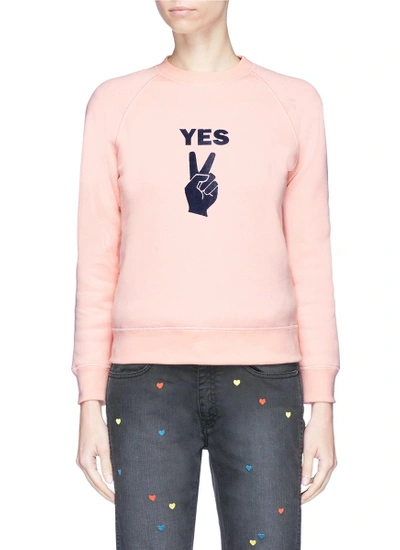 Shop Alexa Chung 'yes' Velvet Flock Peace Sign Sweatshirt