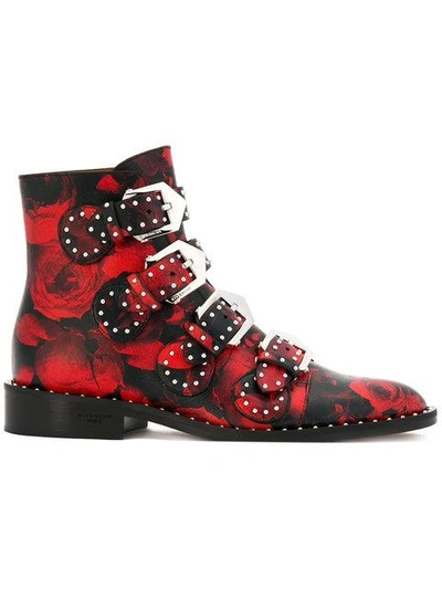 Shop Givenchy Rose Print Buckled Boots