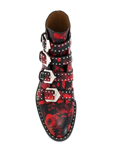 Shop Givenchy Rose Print Buckled Boots