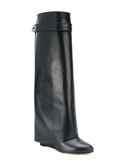 Shop Givenchy Shark Lock Knee-high Boots In Black