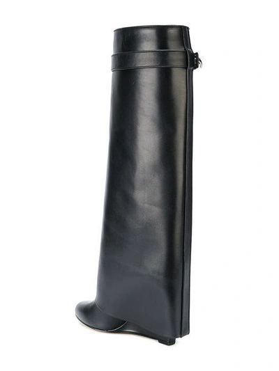 Shop Givenchy Shark Lock Knee-high Boots In Black