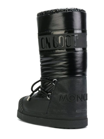 Moncler Moon Boot Venus Shell And Textured-leather Snow Boots In Black |  ModeSens