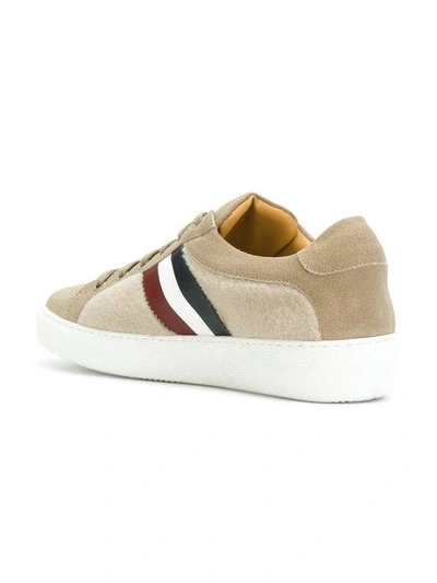Shop Moncler Shearling Paneled Sneakers In Neutrals