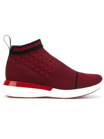 Shop Ferragamo Salvatore  Caprera Sock Sneakers - Red
