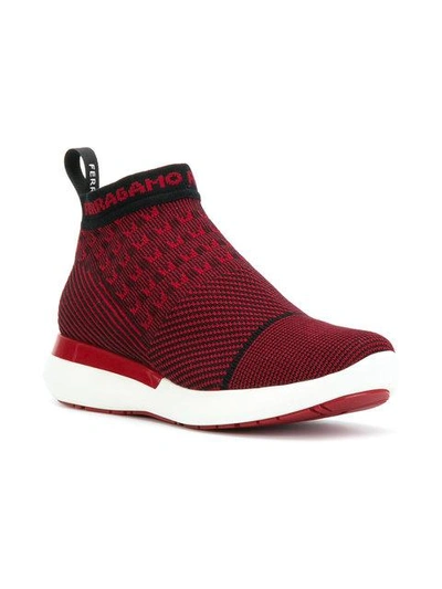 Shop Ferragamo Salvatore  Caprera Sock Sneakers - Red