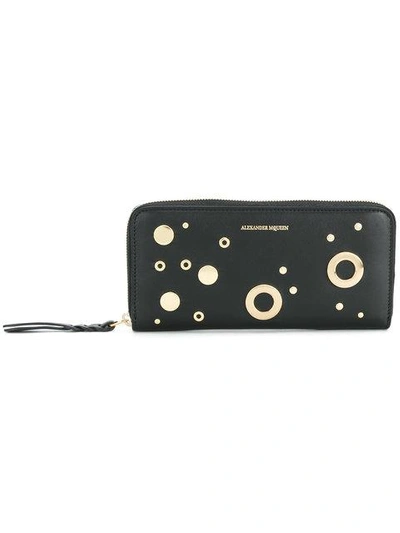 Shop Alexander Mcqueen Eyelet And Stud Wallet - Black