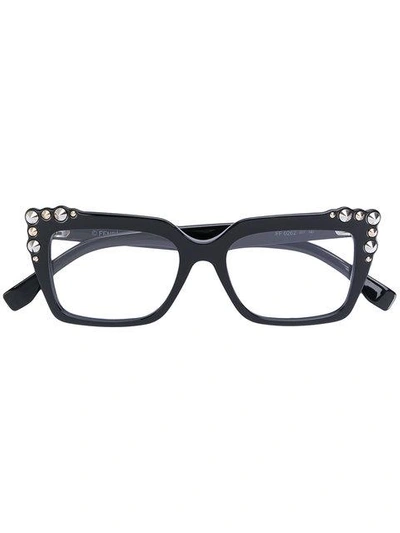Shop Fendi Studded Square-frame Glasses