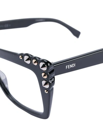 Shop Fendi Studded Square-frame Glasses