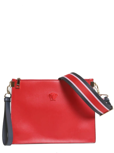 Shop Versace Leather Clutch With Medusa Head In Rosso