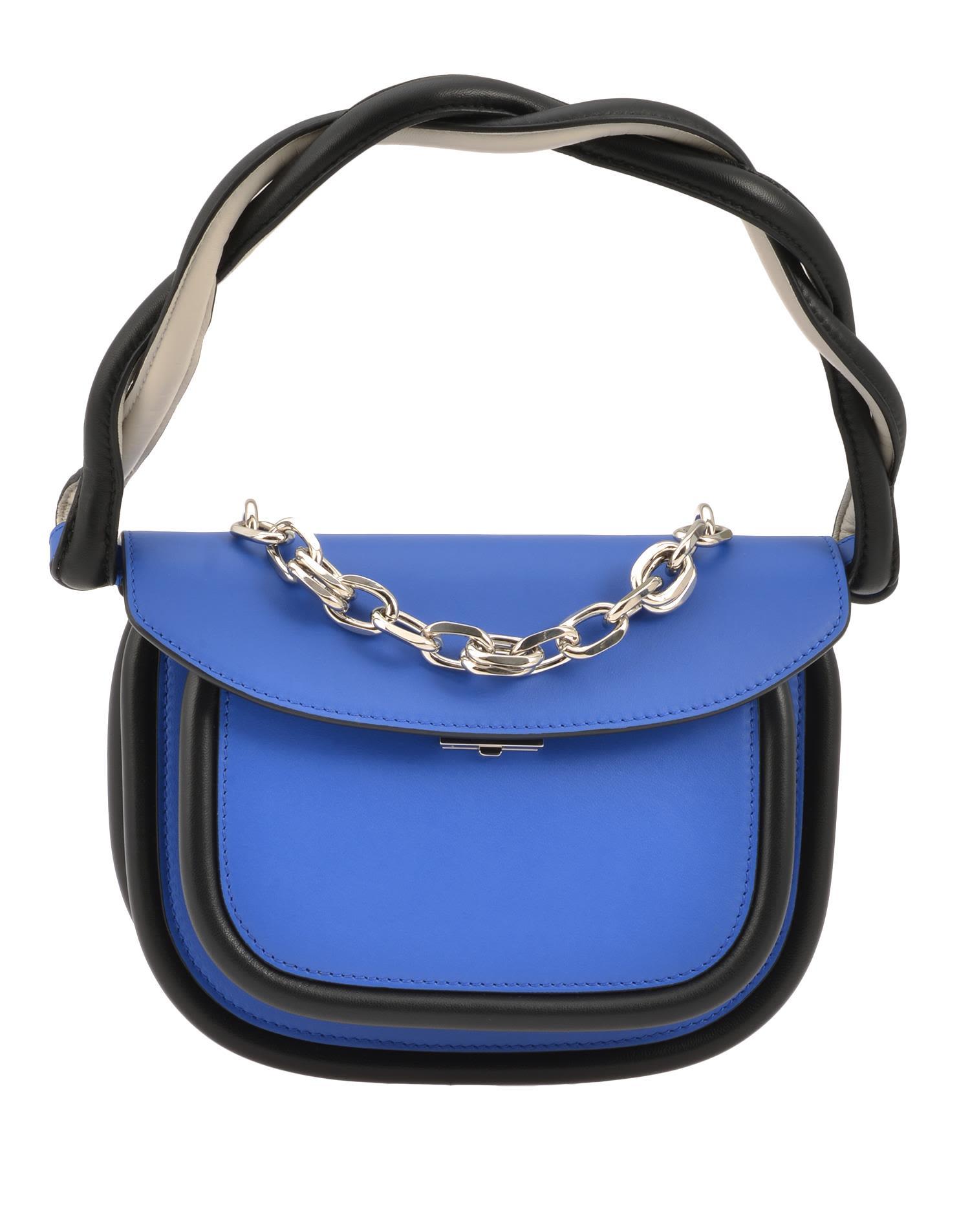 Marni Titan Leather Shoulder Bag In Royal Blue/silver | ModeSens