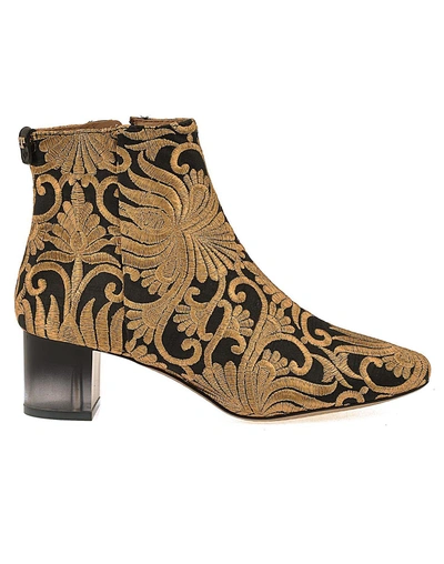 Shop Tory Burch Leather And Fabric Ankle Boot In Black-gold
