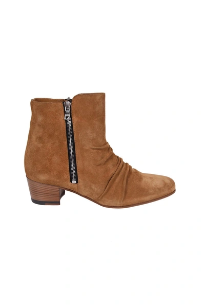 Shop Amiri Zipped Ankle Boots In Brown