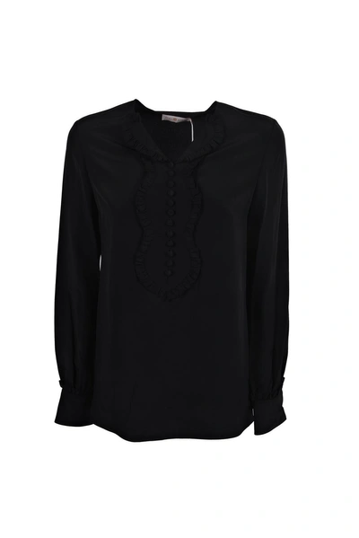 Shop Tory Burch Buttoned Neck Blouse In Black