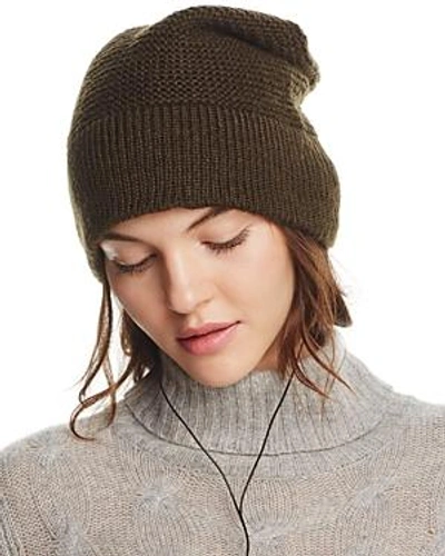 Shop Rebecca Minkoff Beanie With Wired Headphones In Dark Moss