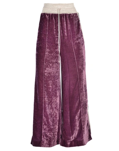 Shop Off-white Velvet Trousers In Purple