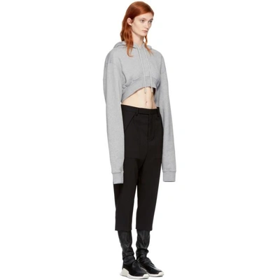 Shop Off-white Grey Simple Crop Hoodie