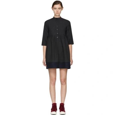 Shop Visvim Grey Lancaster Band Collar Dress In 02 Charcoal