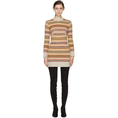 Shop Stella Mccartney Multicolor Fairisle Crewneck Dress