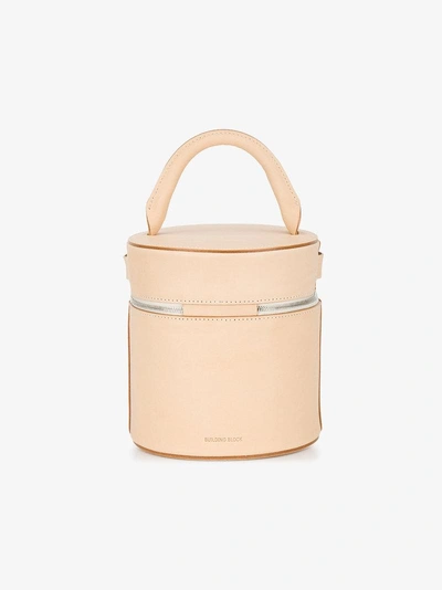 Shop Building Block Peach Drum Leather Shoulder Bag In Nude/neutrals