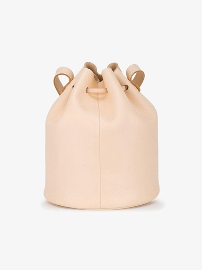 Shop Building Block Peach Tassel Leather Bucket Bag In Nude/neutrals