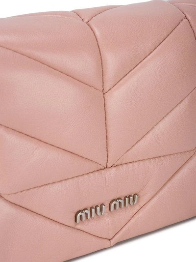 Shop Miu Miu Mini Pink Quilted Leather Pearl Strap Bag