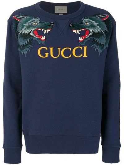 Shop Gucci Wolf Head Appliqué Sweatshirt