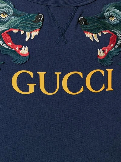 Shop Gucci Wolf Head Appliqué Sweatshirt