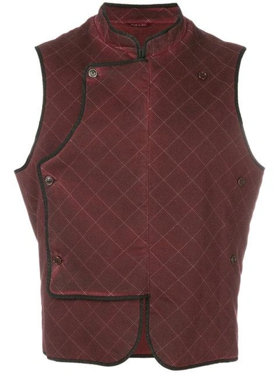 Shop Al Duca D'aosta Quilted Fitted Waistcoat In Red