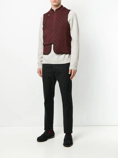 Shop Al Duca D'aosta Quilted Fitted Waistcoat In Red