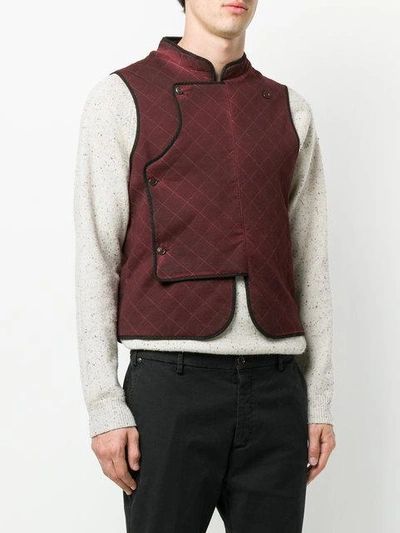 Shop Al Duca D'aosta Quilted Fitted Waistcoat In Red