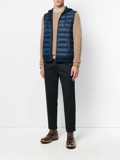 Shop Polo Ralph Lauren Padded Hooded Gilet In Blue