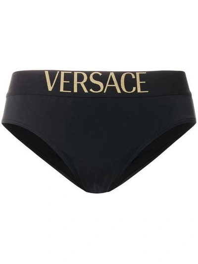 Shop Versace Logo Band Briefs - Black