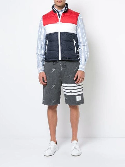 Shop Thom Browne Three Panel Downfilled Funnel Collar Ski Vest In Mini Ripstop In Red