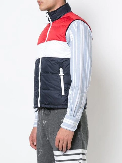 Shop Thom Browne Three Panel Downfilled Funnel Collar Ski Vest In Mini Ripstop In Red