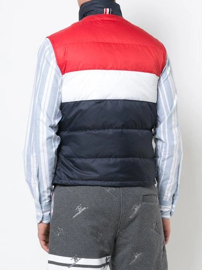 Shop Thom Browne Three Panel Downfilled Funnel Collar Ski Vest In Mini Ripstop In Red