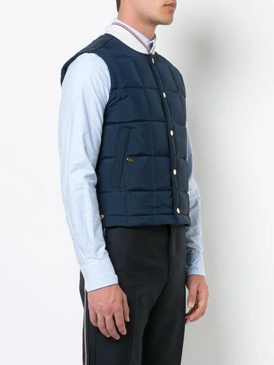 Shop Thom Browne Quilted Down Nylon Tech Vest In Blue