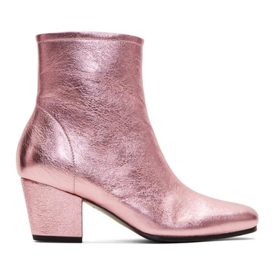 Shop Alexa Chung Alexachung Pink Metallic Beatnik Boots In 700 Pink