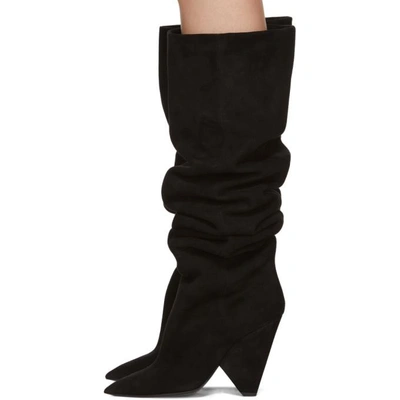 Shop Saint Laurent Black Suede Niki Over-the-knee Boots