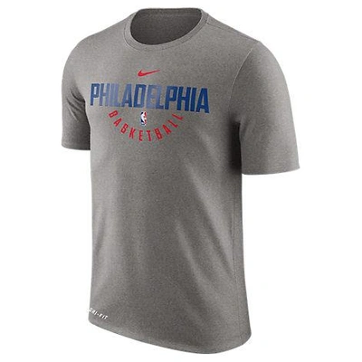 Shop Nike Men's Philadelphia 76ers Nba Dry Practice T-shirt, Grey