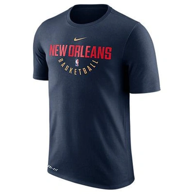 Shop Nike Men's New Orleans Pelicans Nba Dry Practice T-shirt, Blue