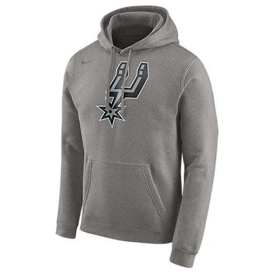 Shop Nike Men's San Antonio Spurs Nba Club Logo Fleece Hoodie, Grey