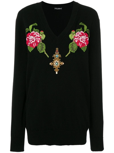 Shop Dolce & Gabbana Embellished Cashmere Jumper