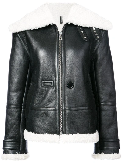 Shop Helmut Lang Aviator Shearling Jacket In Black