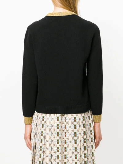 Shop Gucci Coco Capitan Embroidered Knit Top