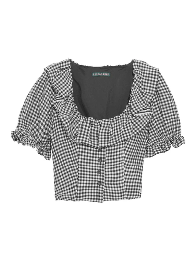 Shop Alexa Chung Cropped Ruffled Gingham Crepe Top